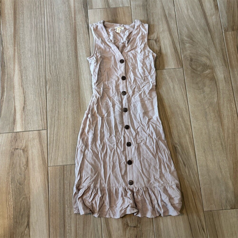 Monteau Los Angeles Dress Womens Size M Pink Button Front Midi